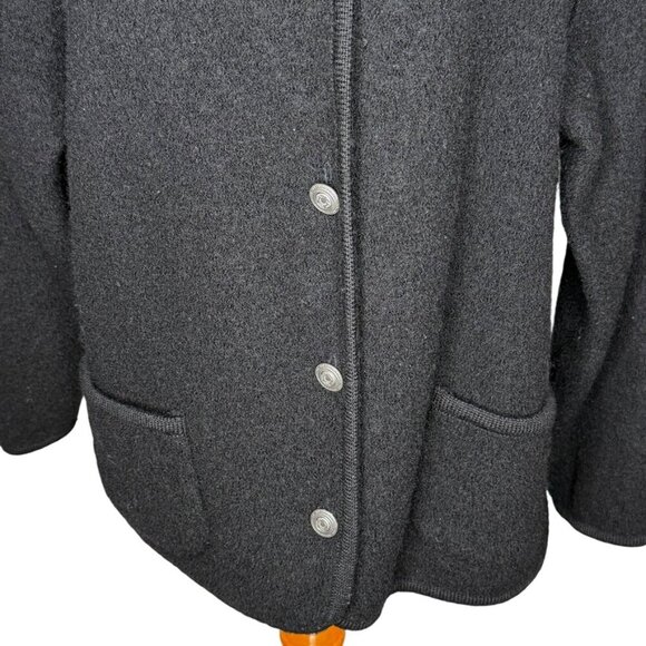 Appleseeds Boiled Wool Shirt Jacket Black Size XL Chunky Button Front Pockets - Picture 9 of 15